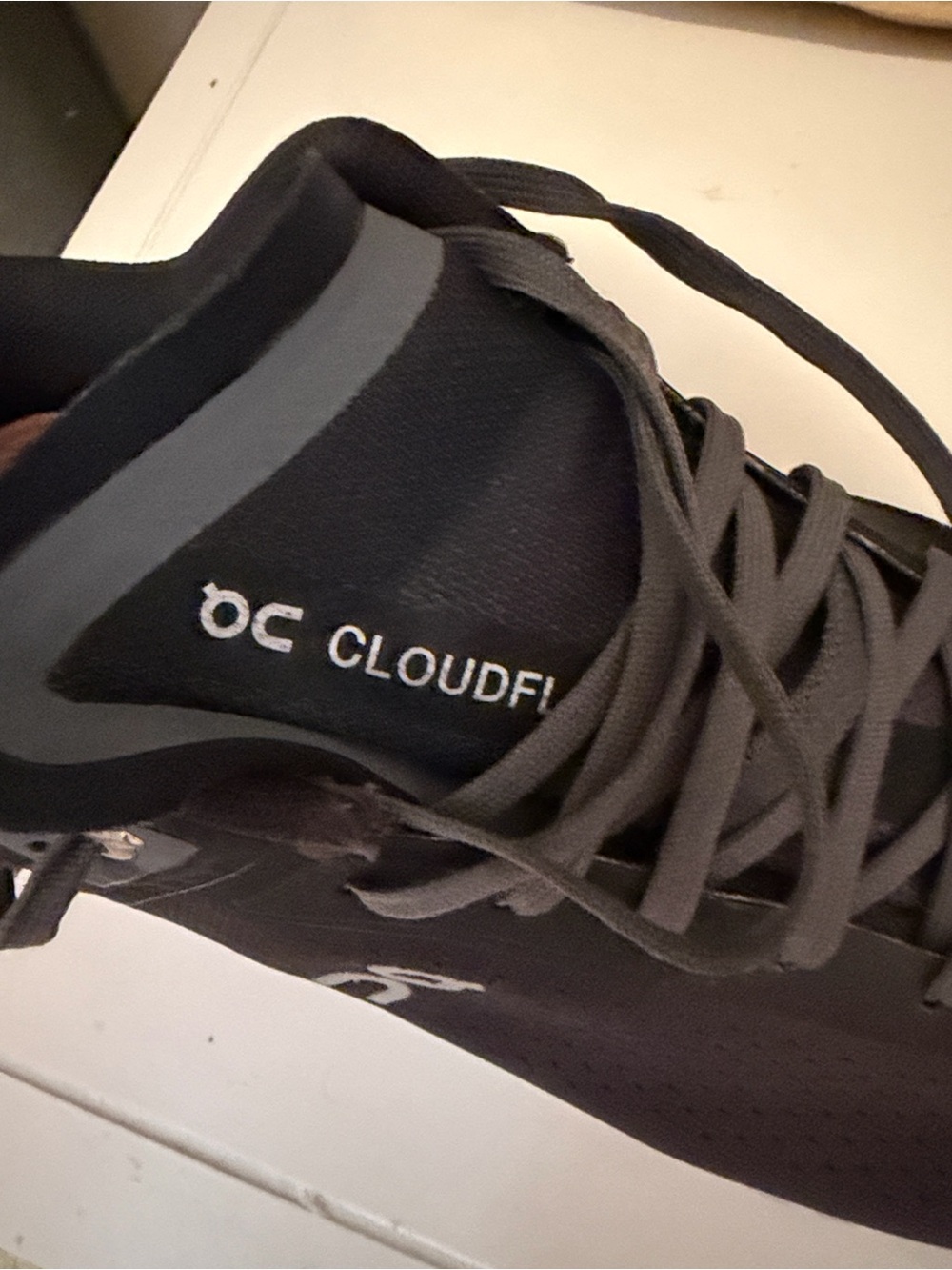 On Running Women's Sneakers in Dark Gray with Peach Sole - Picture 9 of 9